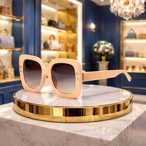 Sunglasses Women Taupe & Gold Oversized UV400 Protection